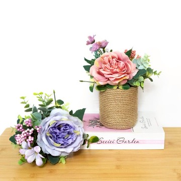 仿真牡丹絹花玫瑰假花仿真花 客廳裝飾品擺件餐桌花藝套裝花