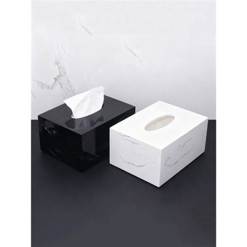 輕奢家用紙巾盒客廳茶幾北歐創意餐巾紙抽盒酒店大理石紋理抽紙盒