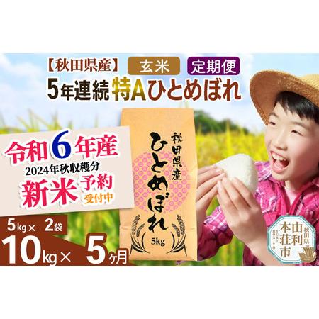 ふるさと納税 ※令和6年産 新米予約※《定期便5ヶ月》5年連続特A 秋田県産ひとめぼれ 計10kg (5kg×2袋) お届け周期調整可能 隔.. 秋田県由利本荘市