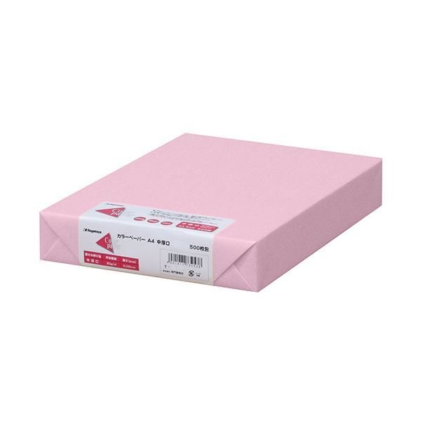 長門屋商店 Color Paper A4中厚口 桃 ナ-3271 1冊(500枚) 〔×5セット〕