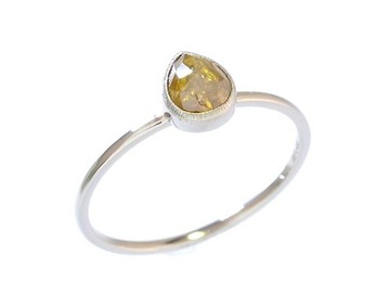 日本品質 | 0.61 克拉天然鑽石疊戴戒指蜂蜜 14K WG
