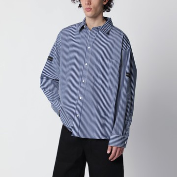 Oversize navy blue and white striped shirt