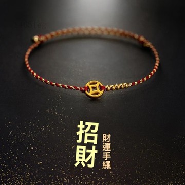新款 腳鍊編織 腳鍊 小衆設計五路財神招財運手繩紅繩極細手工編織可調節複古風女 腳鏈