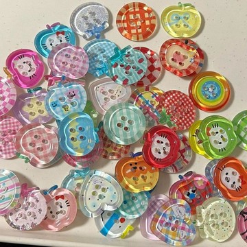 🔥臺灣出貨🔥【果凍質感】多巴胺果凍蘋果鈕釦混裝ins風手賬本裝飾DIY娃衣配件