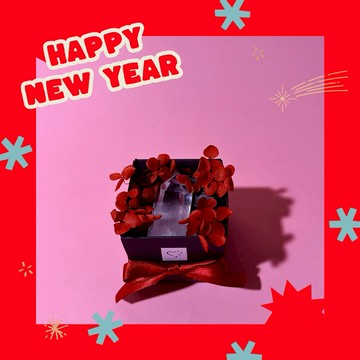 新年快樂🎁【C happy】永生花禮+ 好運加持白水晶小禮盒