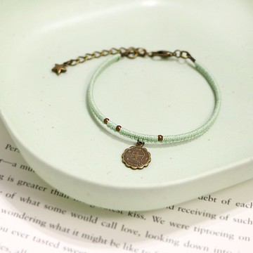 【限量】火象‧射手座丨客製化禮物 蠟線編織 幸運色 手環-淺綠色