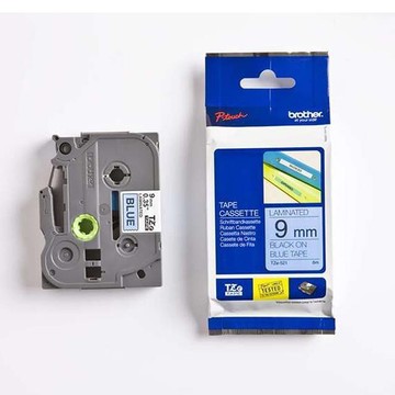 兄弟牌 BROTHER 藍底黑字 9mmx8M 標準黏性護貝標籤帶 /包 TZe-521