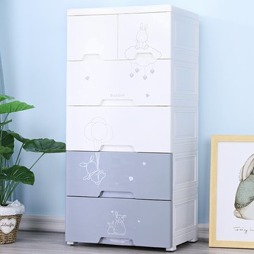 加厚塑料抽屜式卡通寶寶衣柜兒童收納柜多層家用50寬儲物五斗柜