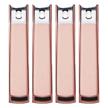 莫蘭迪色防噴濺指甲剪 塑膠金屬材質  櫻花粉  4個