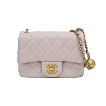 CHANEL 香奈兒 紫色 菱格紋 羊皮 Pearl Crush 金球 鍊帶 肩背包 AS1786 【二手名牌BRAND OFF】