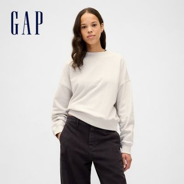 【GAP】女裝|圓領大學T-灰白色(844951)