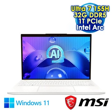 MSI Prestige 13 AI Evo A1MG-210TW 純淨白 13.3吋AI&EVO筆電 (2.8K OLED/Intel Ultra 7-155H/32G DD