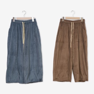 【Dailo】軟料燈芯絨拼接針織氣球褲 藍 咖