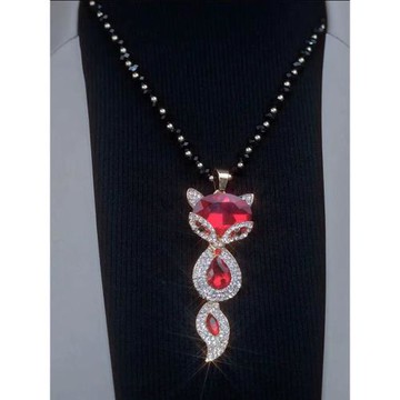 秋冬新款氣質百搭狐貍項鏈女精致時尚毛衣鏈長款衣服配飾裝飾吊墜