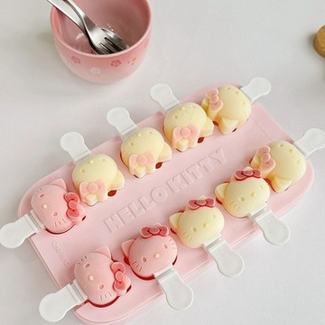台灣出貨Kitty食品級硅膠冰糕模具自製雪糕冰棒冰棍兒童奶酪冰淇淋傢用