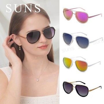 【SUNS】時尚韓版飛行員偏光墨鏡 Polarized輕量金屬墨鏡  蛤蟆鏡太陽眼鏡 輕量 防眩光 抗UV400