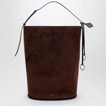 Hip large brown suede leather bucket bag