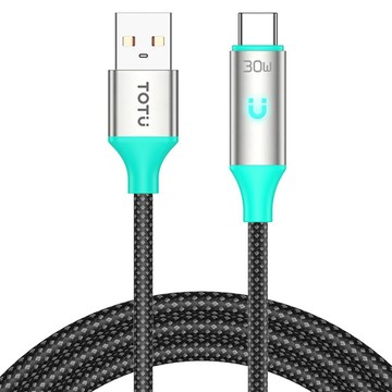 TOTU Type-C充電線傳輸線編織快充線 智能斷電 QC4.0 LED呼吸燈 EcoSnap系列 1.2M