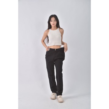 (XL) 丹寧牛仔質感黑色長褲二手衣