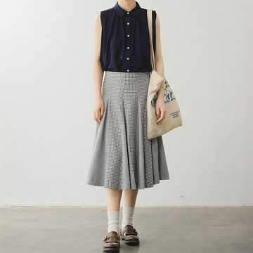 藏青色小翻領無袖小衫 / 法式復古文藝通勤 / 少女氣質百搭款