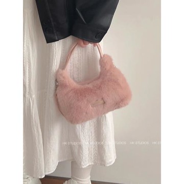 秋冬可愛毛絨包包女2023新款潮單肩斜挎包百搭ins爆款手提毛毛包