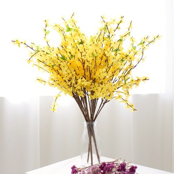 Happy Village 人造連翹花  1個  黃色 + 棕色 + 綠色