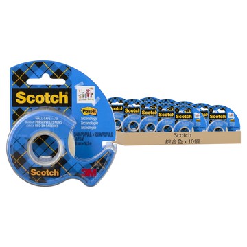 Scotch 牆面黏貼用膠帶台 19mm x 16.5m  透明  10個