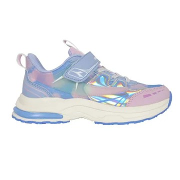 19 DIADORA 女中童幻速輕量慢跑鞋-超寬楦-運動 童鞋 休閒 魔鬼氈 淺靛藍粉白