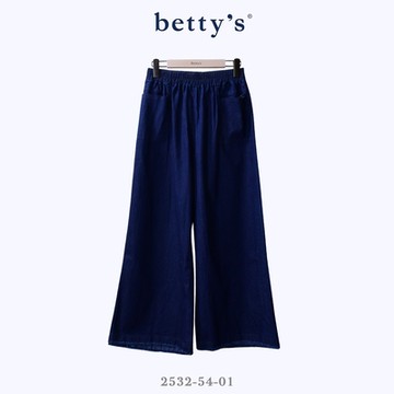 betty’s貝蒂思　腰鬆緊鬚邊牛仔口袋寬褲(藍色)