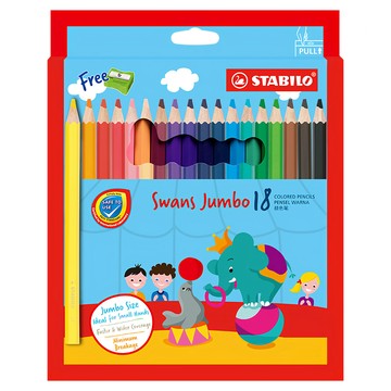 STABILO 思筆樂 Jumbo 特大油性色鉛筆18色 + 削筆器 ST1875J  18  1組