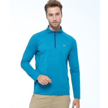 【WILDLAND荒野】男彈性半開襟機能上衣蔚藍色