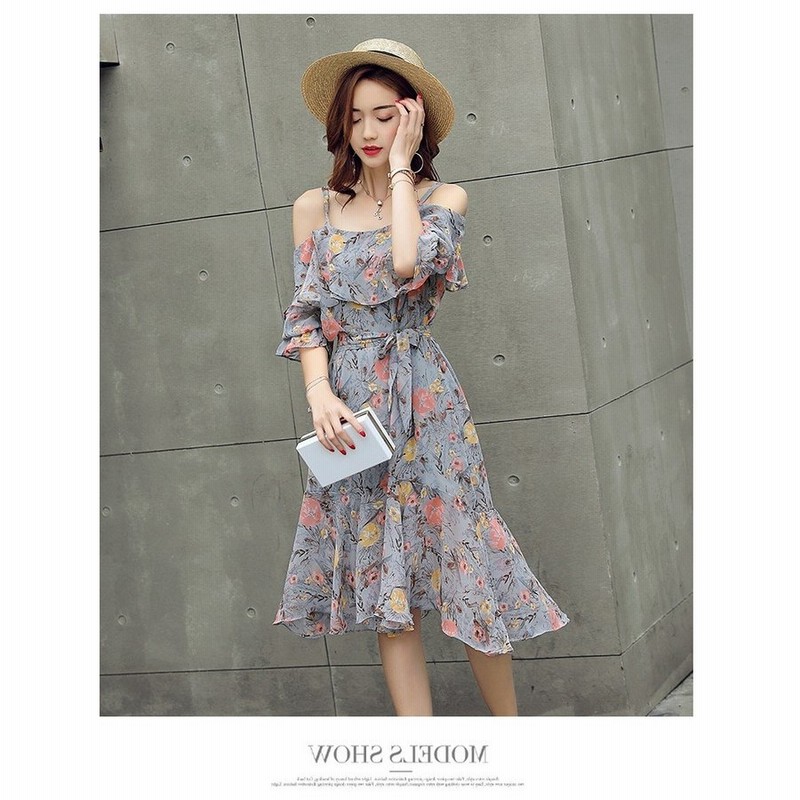 ワンピース チュニック ひざ丈ワンピース 半袖 夏セール オフショルダー ワンピース 花柄 夏 レディース ロング 肩出し オフショル マキシ ワンピ 半袖 通販 Lineポイント最大0 5 Get Lineショッピング