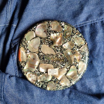 復古 70 年代鮑魚殼有機玻璃正品鮑魚貝殼黑色三腳架