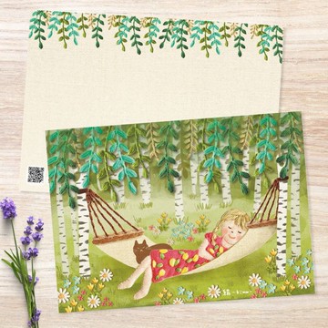 刺繡照片明信片No.15 白樺の森