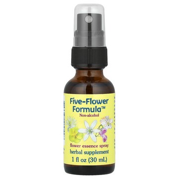 Flower Essence Services, 五種花卉配方，花卉精華噴霧，不含酒精，1液體盎司（30毫升）