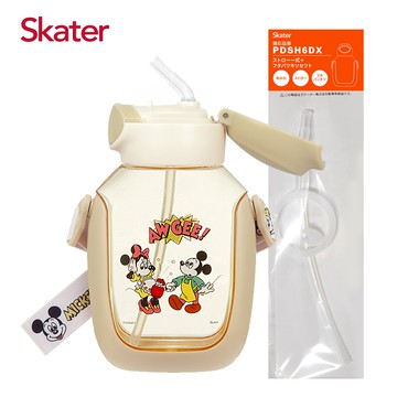 日本 SKATER - 6DX吸管水壺+吸管組-米奇Cooking-530ml
