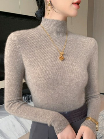 多色半高領打底衫 女秋冬毛衣修身氣質長袖 毛針織衫緊身內搭【不二雜貨】