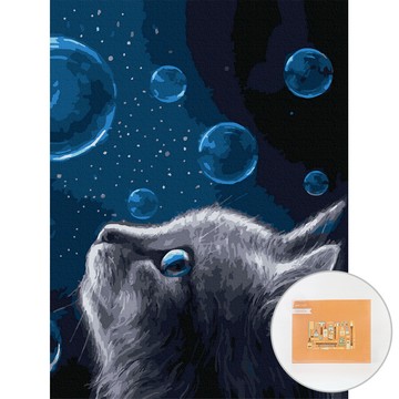 Artjoy DIY數字油畫 30 x 40 cm  1個  泡泡貓 深藍色 + 灰色