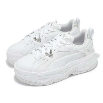 Puma 休閒鞋 BLSTR Glam Wns 女鞋 白 銀 皮革 厚底 增高 老爹鞋 39638702