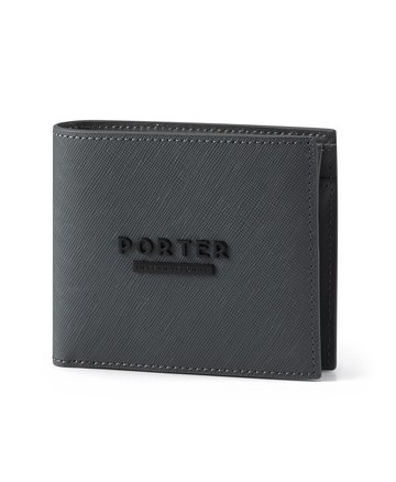 【PORTER INTERNATIONAL】DEFINE 真皮雙折零錢短夾 11866-00616 (沉靜灰)
