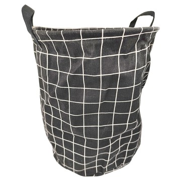 UdiLife 優的生活大師 平帆系 格紋圓形收納籃 厚磅帆布  顏色隨機  33 x 40cm  1個