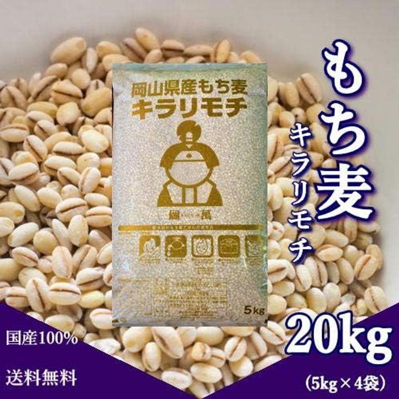 令和4年産 キラリもち麦 20kg (5kg×4袋) 岡山県産 国産100％ もち麦