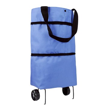 便攜可折疊拖輪購物推車 大容量設計 輪子摺疊好收納 加寬手提袋子  顏色隨機  1個