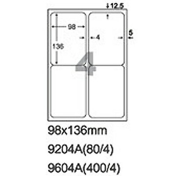 【文具通】9604A影印自黏標籤貼紙4格切圓角98x136mm 100入 P1410369【APP滿額下單4%點數(單一帳號最高1000點)】7/31止