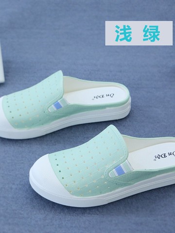 越南溫突拖鞋休閑涼鞋厚底鏤空小清新風夏秋男女沙灘鞋仿布鞋2