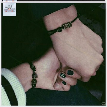 定制DIY情侶手鏈字母刻字手環閨蜜復古男女手繩韓版學生手串禮物