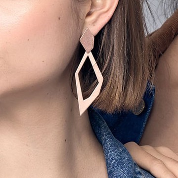 玫瑰金霧光藝術造型耳環