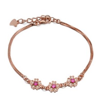 玫瑰金手鍊 鑲鑽純銀手環 -韓版時尚典雅氣質情人節生日禮物女飾品2色73dl9【獨家進口】【米蘭精品】