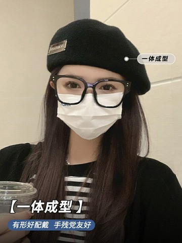 大頭圍黑色貝雷帽女春秋新款顯臉小反戴前進帽秋冬羊毛呢畫家帽子【雲木雜貨】