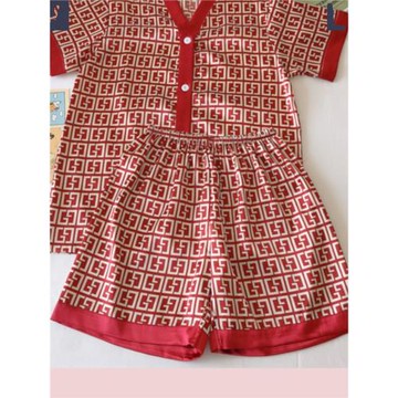 V-neck plaid short sleeved home suit V領格子短袖家居服套裝女